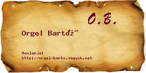 Orgel Bartó névjegykártya